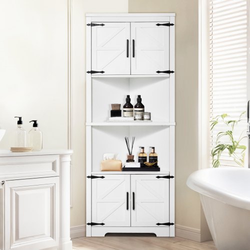68 Tall Corner Storage Cabinet 6 Tiers Farmhouse Storage Cabinet with 4