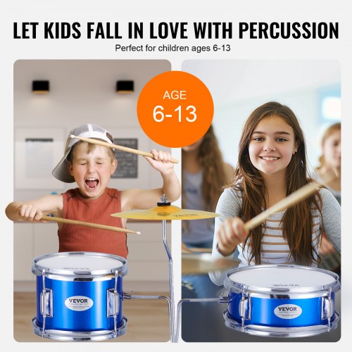 Kids Drum Set 3Piece 14 in Beginner Drum Set with Adjustable Throne