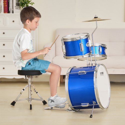 Kids Drum Set 3Piece 14 in Beginner Drum Set with Adjustable Throne