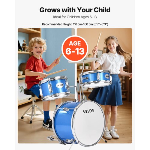 Kids Drum Set 3Piece 14 in Junior Drum Sets Beginner Drums Set with Adjustable 1
