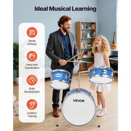 Kids Drum Set 3Piece 14 in Junior Drum Sets Beginner Drums Set with Adjustable 1