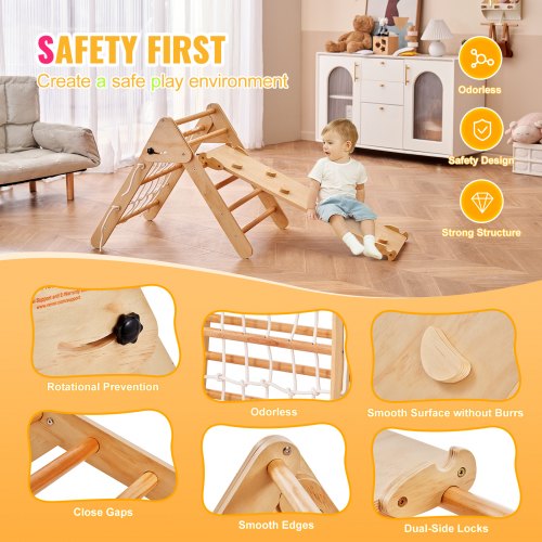 Pikler Triangle Set 4 in 1 Toddler Climbing Toys Indoor Playground Large