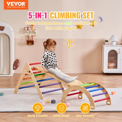 Pikler Triangle Set 5 in 1 Toddler Climbing Toys Indoor Playground Large