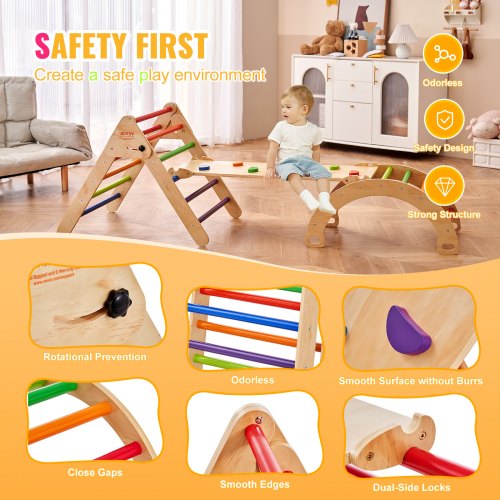 Pikler Triangle Set 5 in 1 Toddler Climbing Toys Indoor Playground Large