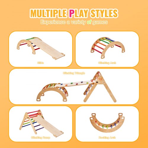 Pikler Triangle Set 5 in 1 Toddler Climbing Toys Indoor Playground Large