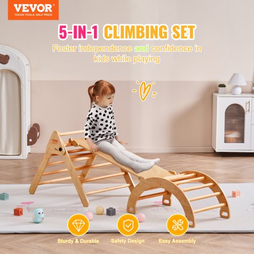 Pikler Triangle Set 5 in 1 Toddler Climbing Toys Indoor Playground Ramp