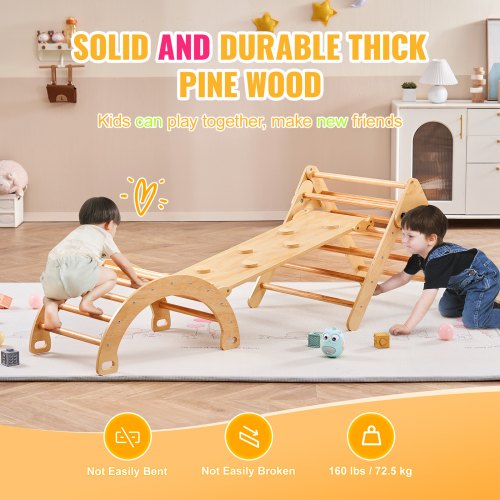 Pikler Triangle Set 5 in 1 Toddler Climbing Toys Indoor Playground Ramp