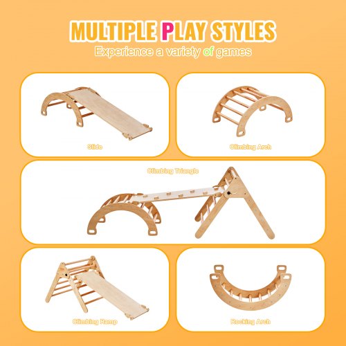 Pikler Triangle Set 5 in 1 Toddler Climbing Toys Indoor Playground Ramp