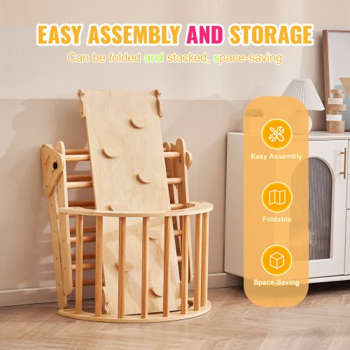 Pikler Triangle Set 5 in 1 Toddler Climbing Toys Indoor Playground Ramp