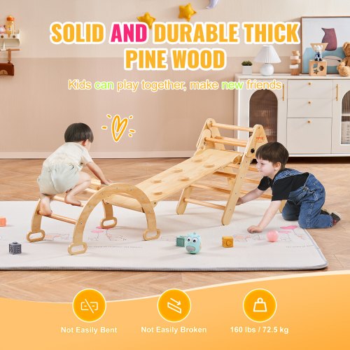 Pikler Triangle Set 5 in 1 Toddler Climbing Toys Indoor Playground Ramp