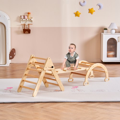Pikler Triangle Set 5 in 1 Toddler Climbing Toys Indoor Playground Ramp