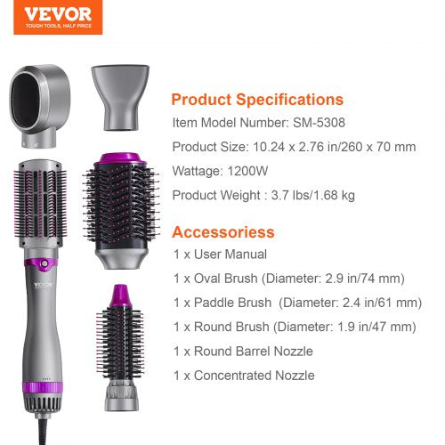Hair Air Styler and Dryer Brush 5in1 Multi Hair Styler Ionic Blow Dryer