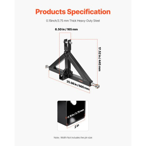 3 Point Hitch Receiver with 2 in Receiver 3pt Quick Hitch Attachment 3000