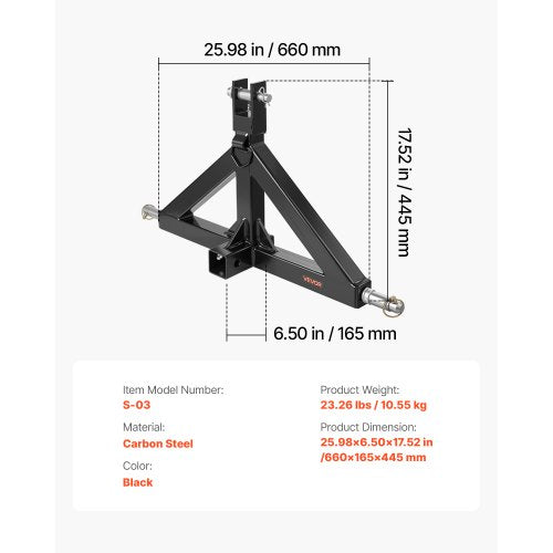 3 Point Hitch Receiver with 2 in Receiver 3pt Quick Hitch Attachment 3000