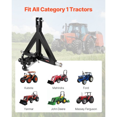 3 Point Trailer Hitch 2 in Receiver 3pt Quick Hitch Attachment with 3