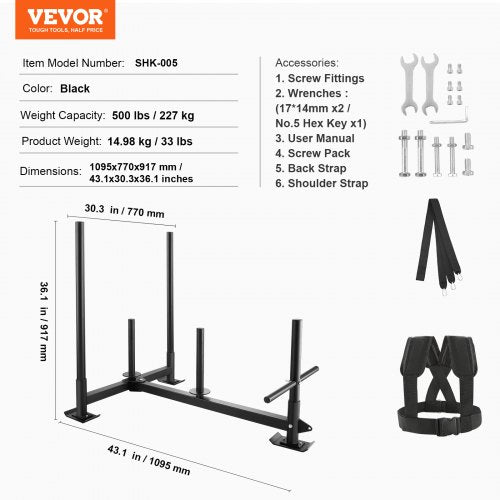 Weight Training Sled Pull Push Power Sled with Handle Fitness Strength