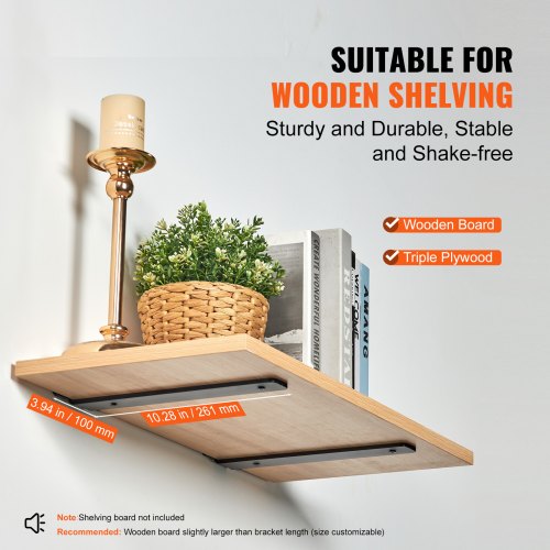 Shelf Bracket 10L x 4W x 16H 6 Pcs Heavy Duty Floating Shelf Brackets