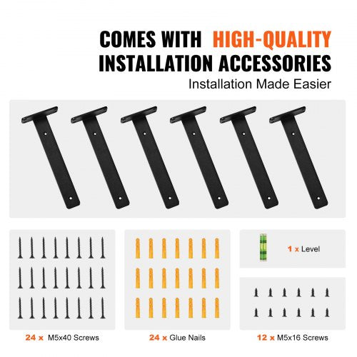 Shelf Bracket 10L x 4W x 16H 6 Pcs Heavy Duty Floating Shelf Brackets