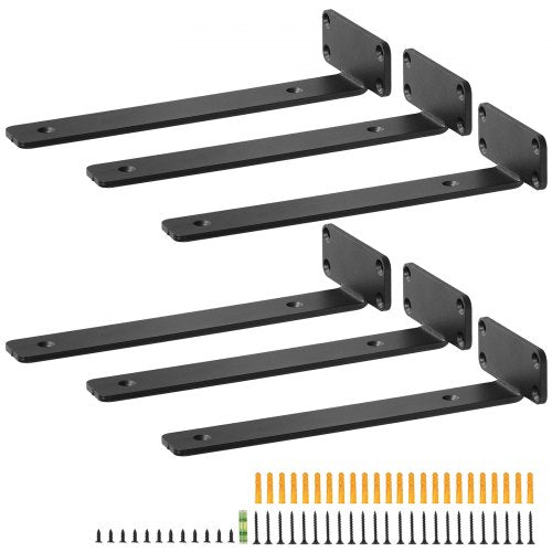 Shelf Bracket 10L x 4W x 16H 6 Pcs Heavy Duty Floating Shelf Brackets