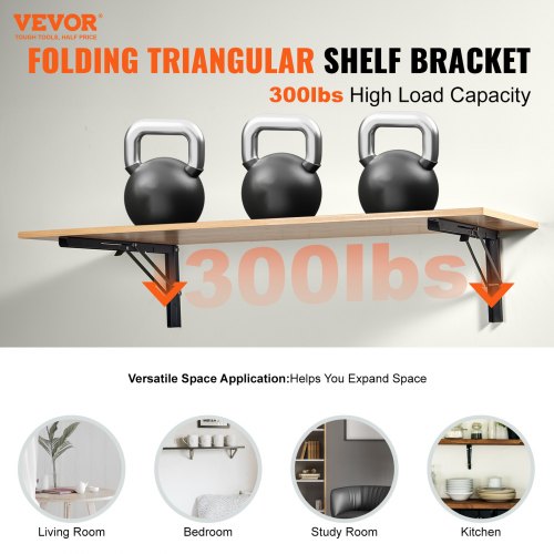 Shelf Bracket Foldable 24” L 2 Pcs Heavy Duty Floating Shelf Brackets