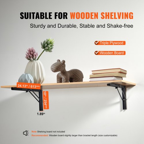 Shelf Bracket Foldable 24” L 2 Pcs Heavy Duty Floating Shelf Brackets