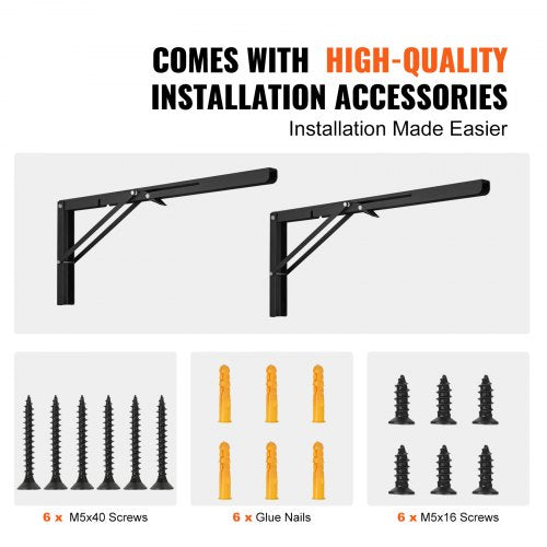 Shelf Bracket Foldable 24” L 2 Pcs Heavy Duty Floating Shelf Brackets