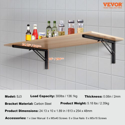 Shelf Bracket Foldable 24” L 2 Pcs Heavy Duty Floating Shelf Brackets