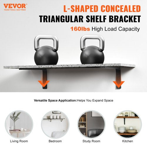 Shelf Bracket 16 x 6 in 4 Pcs Heavy Duty Floating Shelf Brackets Brackets