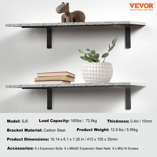 Shelf Bracket 16 x 6 in 4 Pcs Heavy Duty Floating Shelf Brackets Brackets