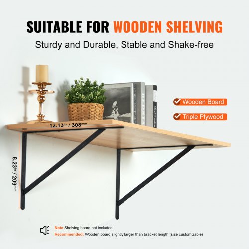Shelf Bracket 12 x 8 in 10 Pcs Heavy Duty Floating Shelf Brackets