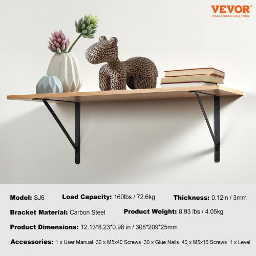 Shelf Bracket 12 x 8 in 10 Pcs Heavy Duty Floating Shelf Brackets