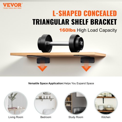 Shelf Bracket 8”L x 4”W x 16”H 6 Pcs Heavy Duty Floating Shelf Brackets