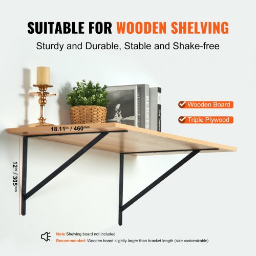 Shelf Bracket 18 x 12 in 12 Pcs Heavy Duty Floating Shelf Brackets