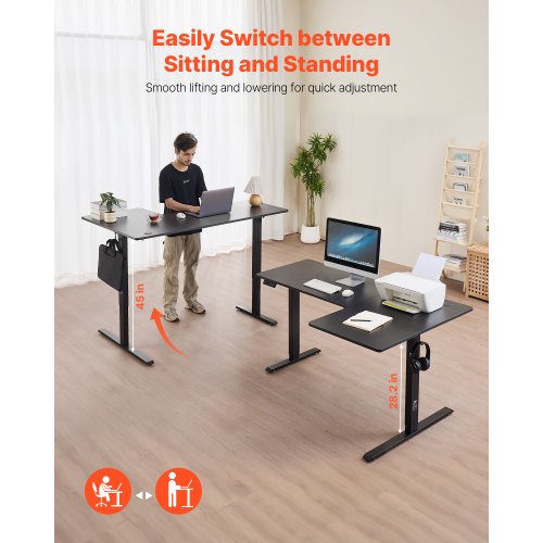 L Shaped Desk Electric Adjustable Height Corner Gaming Desk with Dual