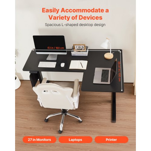 L Shaped Desk Electric Adjustable Height Corner Gaming Desk with Dual