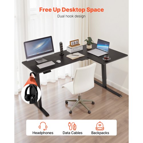 L Shaped Desk Electric Adjustable Height Corner Gaming Desk with Dual