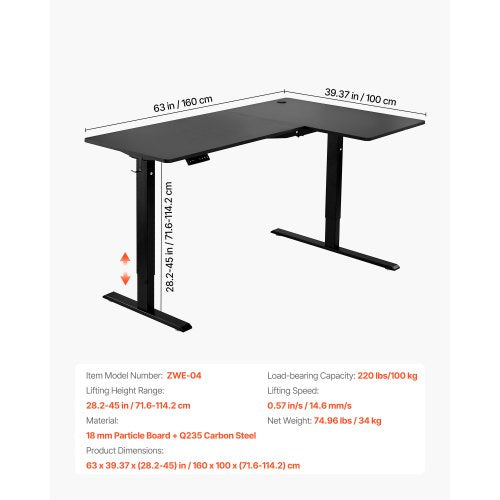 L Shaped Desk Electric Adjustable Height Corner Gaming Desk with Dual