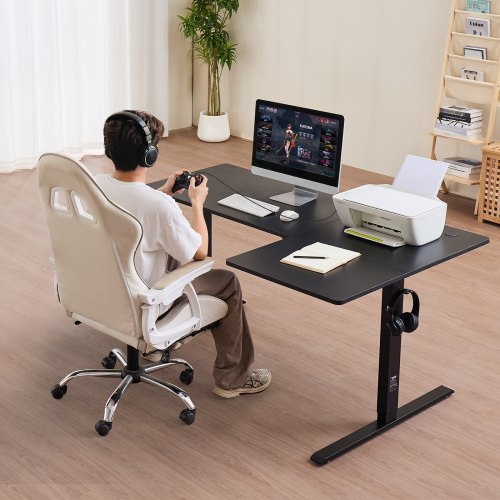 L Shaped Desk Electric Adjustable Height Corner Gaming Desk with Dual
