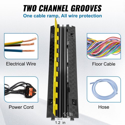5 PCs Cable Protector Ramp 2 Channel 22000 lbsaxle Capacity Heavy Duty
