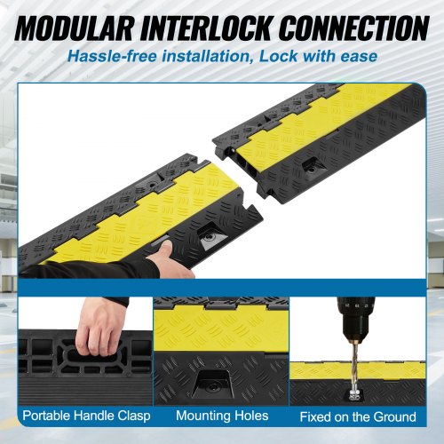 5 PCs Cable Protector Ramp 2 Channel 22000 lbsaxle Capacity Heavy Duty