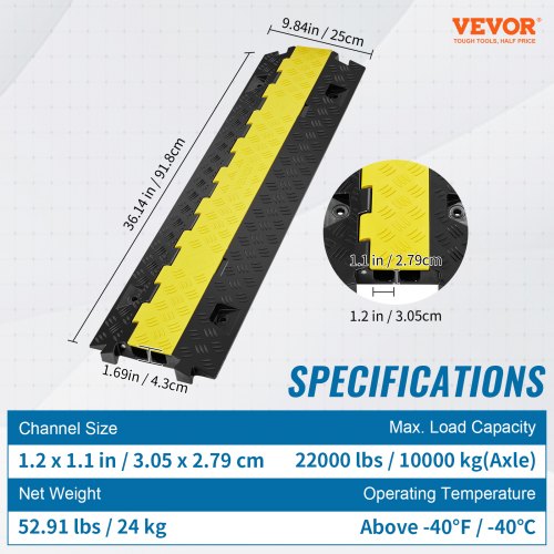 5 PCs Cable Protector Ramp 2 Channel 22000 lbsaxle Capacity Heavy Duty