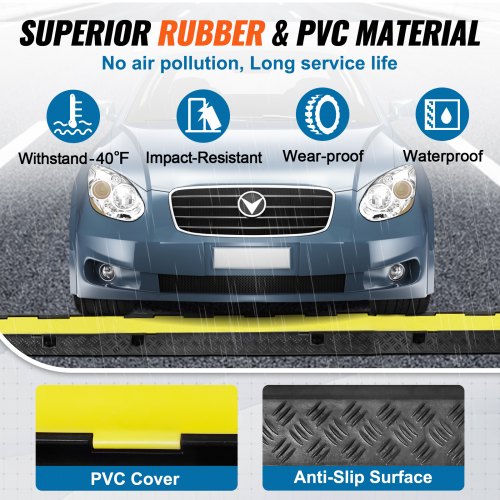 3 PCs Cable Protector Ramp 2 Channel 12000 lbs Load Wire Cable Cover Ramp