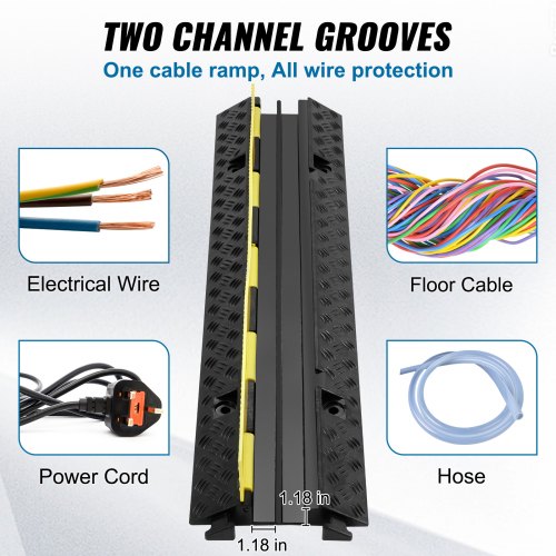 5Piece Rubber Cable Guard Dual Channel 12000 lbs per Axle Load Capacity