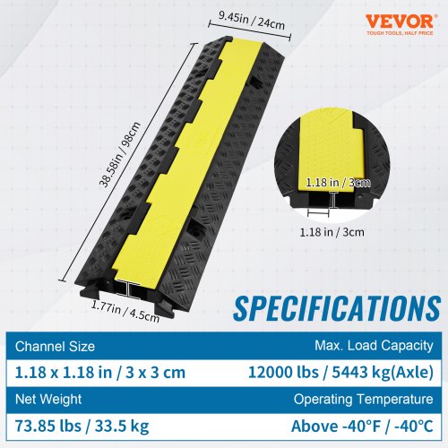 5Piece Rubber Cable Guard Dual Channel 12000 lbs per Axle Load Capacity