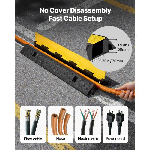 Cable Protector Ramp 22000 lbsaxle Capacity 1 Channel Heavy Duty Rubber