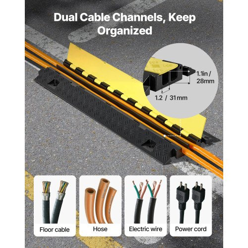 Cable Protector Ramp 22000 lbsaxle Capacity 2 Channel Heavy Duty TPU