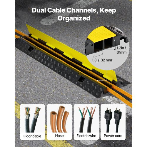 Cable Protector Ramp 22000 lbsaxle Capacity 2 Channel Heavy Duty Rubber