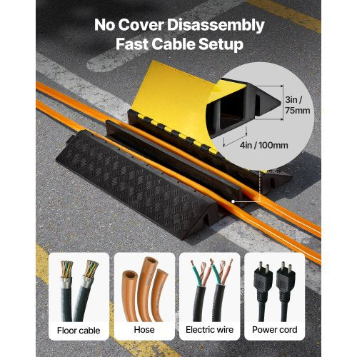 Cable Protector Ramp 22000 lbsaxle Capacity 2 Channel Heavy Duty Rubber 1