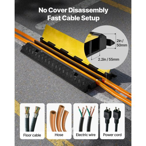 Cable Protector Ramp 22000 lbsaxle Capacity 2 Channel Heavy Duty Rubber 2