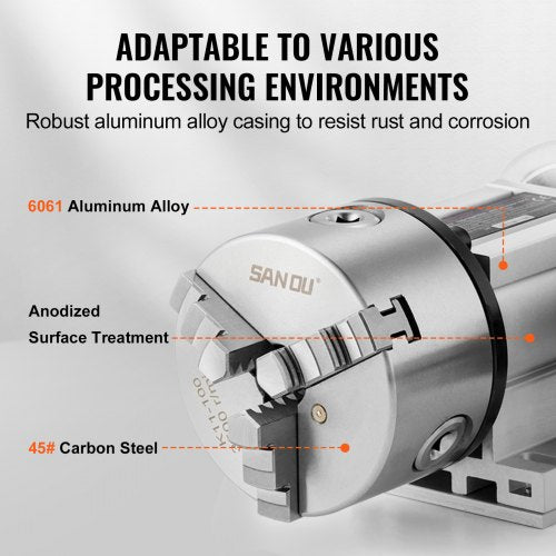 Dividing Head K11100mm 3Jaw Chuck CNC Router Milling Machine Rotational